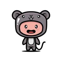 Cute kid with animal costume vector