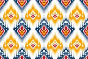 Ikat ethnic seamless pattern design. Aztec fabric carpet mandala ornaments textile decorations wallpaper. Tribal boho native ethnic turkey traditional embroidery vector background