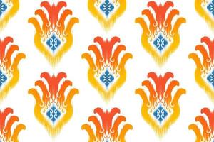 diseño de patrones sin fisuras étnicos ikat. alfombra de tela azteca adornos de mandala decoraciones textiles papel tapiz. fondo de vector de bordado tradicional de pavo étnico nativo boho tribal