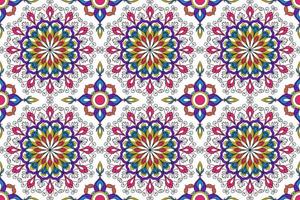 Mandala abstract geometric ethnic seamless pattern design. Aztec fabric carpet mandala Textile decorations wallpaper. Tribal boho native mandala turkey traditional embroidery vector background.
