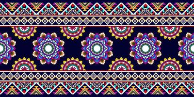 Ikat abstract geometric mandala ethnic seamless pattern design. Aztec fabric carpet mandala ornaments textile decorations wallpaper. Tribal boho native mandalas turkey traditional embroidery vector