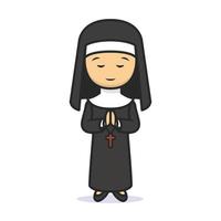Cute nun church mascot vector