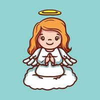 Cute lady angel mascot design