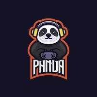 Panda esport logo badge vector