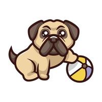 lindo perro pug dibujos animados logo vector mascota personaje