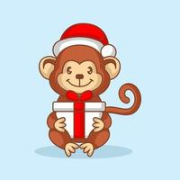 monkey christmas cute vector