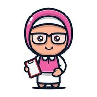 Geek mascot moslem girl vector