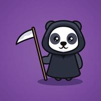 lindo panda con disfraz de halloween vector