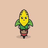Farming corn mascot vector