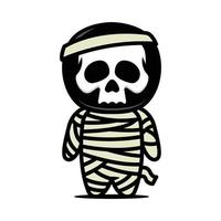 lindo diseño de mascota esqueleto pequeño con disfraz de halloween vector