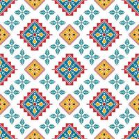 diseño de patrones sin fisuras étnicos ikat. alfombra de tela azteca adornos de mandala decoraciones textiles papel tapiz. fondo de vector de bordado tradicional de pavo étnico nativo boho tribal