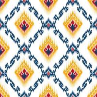 diseño de patrones sin fisuras étnicos ikat. alfombra de tela azteca adornos de mandala decoraciones textiles papel tapiz. fondo de vector de bordado tradicional de pavo étnico nativo boho tribal