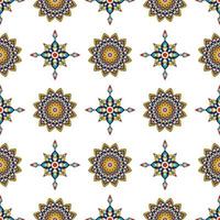 Mandala abstract geometric ethnic seamless pattern design. Aztec fabric carpet mandala Textile decorations wallpaper. Tribal boho native mandala turkey traditional embroidery vector background.