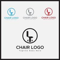 Blue And Black color chair Logo.Minimal logo design. vector