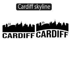 cardiff, ciudad, contorno, silueta, vector, ilustración vector