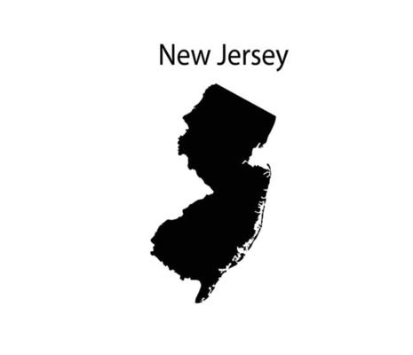 New Jersey Map Silhouette in White Background