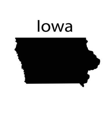 Iowa Map Silhouette in White Background