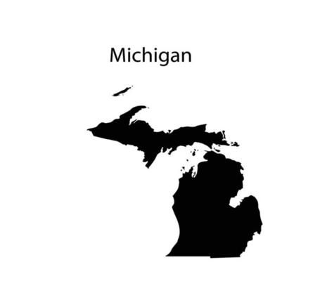 Michigan Map Silhouette in White Background