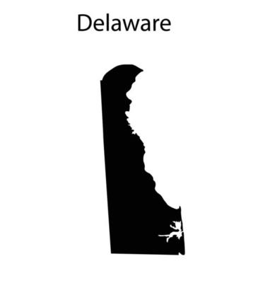 Delaware Map Silhouette in White Background