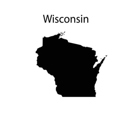 Wisconsin Map Silhouette in White Background