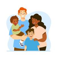 familia interracial feliz vector