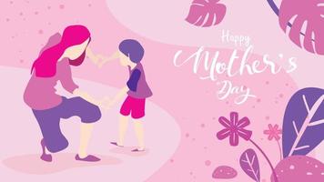 Happy mother day Child ad  mother play together vector