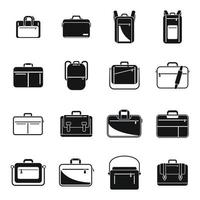 Laptop bag icons set simple vector. Computer case vector