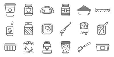 Chocolate paste icons set outline vector. Jar bottle vector