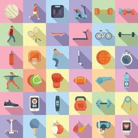 Physical activity icons set flat vector. Yoga person vector