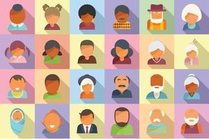 Generation icons set flat vector. Family people vector