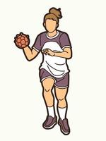 Handball Sport Woman Player Action vector
