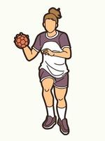 balonmano deporte mujer jugador acción vector