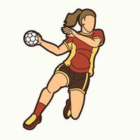 balonmano deporte femenino jugador acción vector