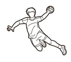 Outline Handball Sport Male Player Action vector