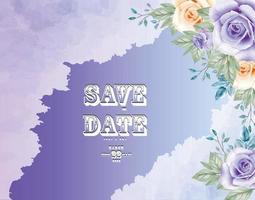 Purple flower background wedding card vector