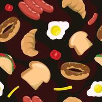 Seamless Pattern Breakfast Toast And Egg vector