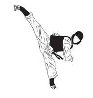 silueta de vector de patada de taekwondo