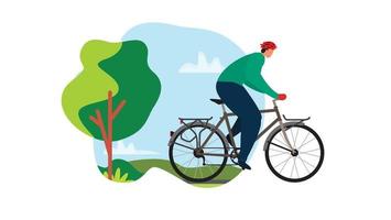 composición del turismo en bicicleta plana vector