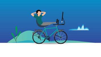 Flat Bike Tourism Composition vector