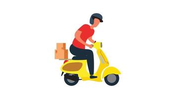 ilustración de pedido de entrega de scooter de tienda y teléfono plano vector