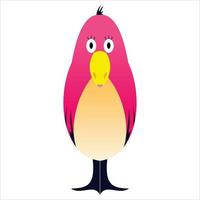 Simple pink color bird cartoon illustration vector