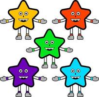 Simple star cartoon illustration with multiple colors vector