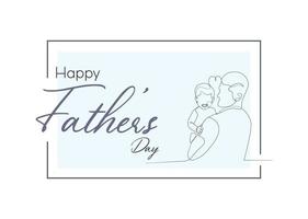 Father with Children for Fathers Day Celebration One Line Art vector