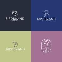 Abstract Bird Line Drawing Logo Set vector