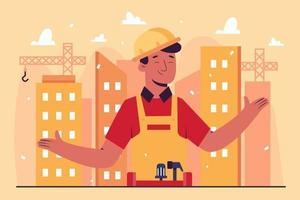 Workers and Building Flat illustration vector