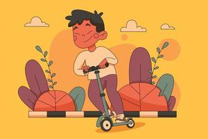 ilustración plana de scooter de conducción rápida vector