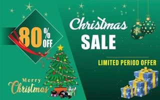 Christmas holiday sale 80 Percentage off vector