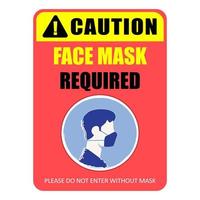 Face Mask required Poster - No Entry -  Face  Mask Required Sign -  Please do not enter without a face mask vector