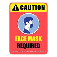 Face Mask required Poster - No Entry -  Face  Mask Required Sign -  Please do not enter without a face mask - Copy vector