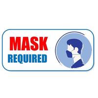 Mask required warning prevention sign vector